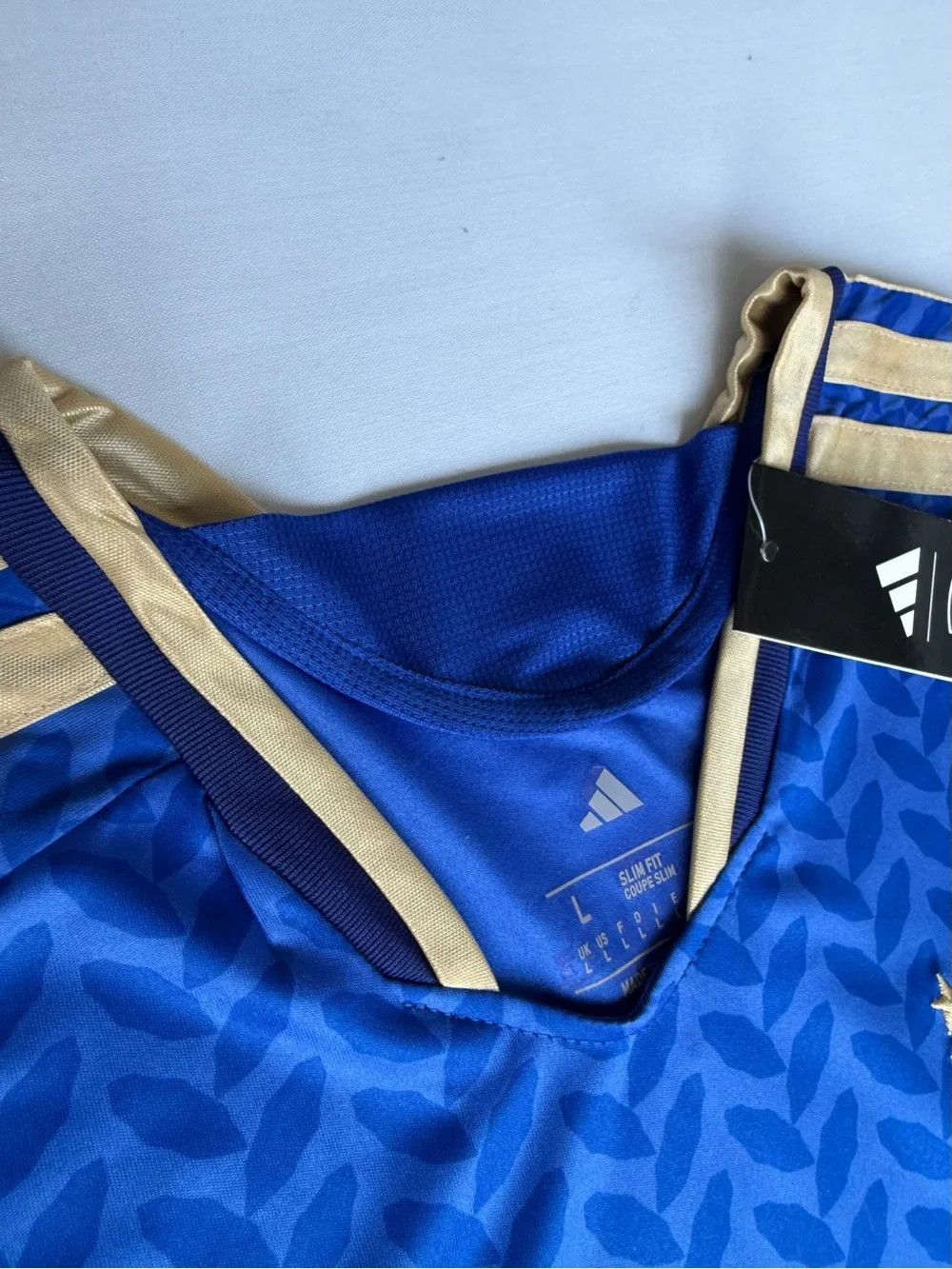 adidas Italia Blue Soccer Jersey with Gold Accents 2026 size L